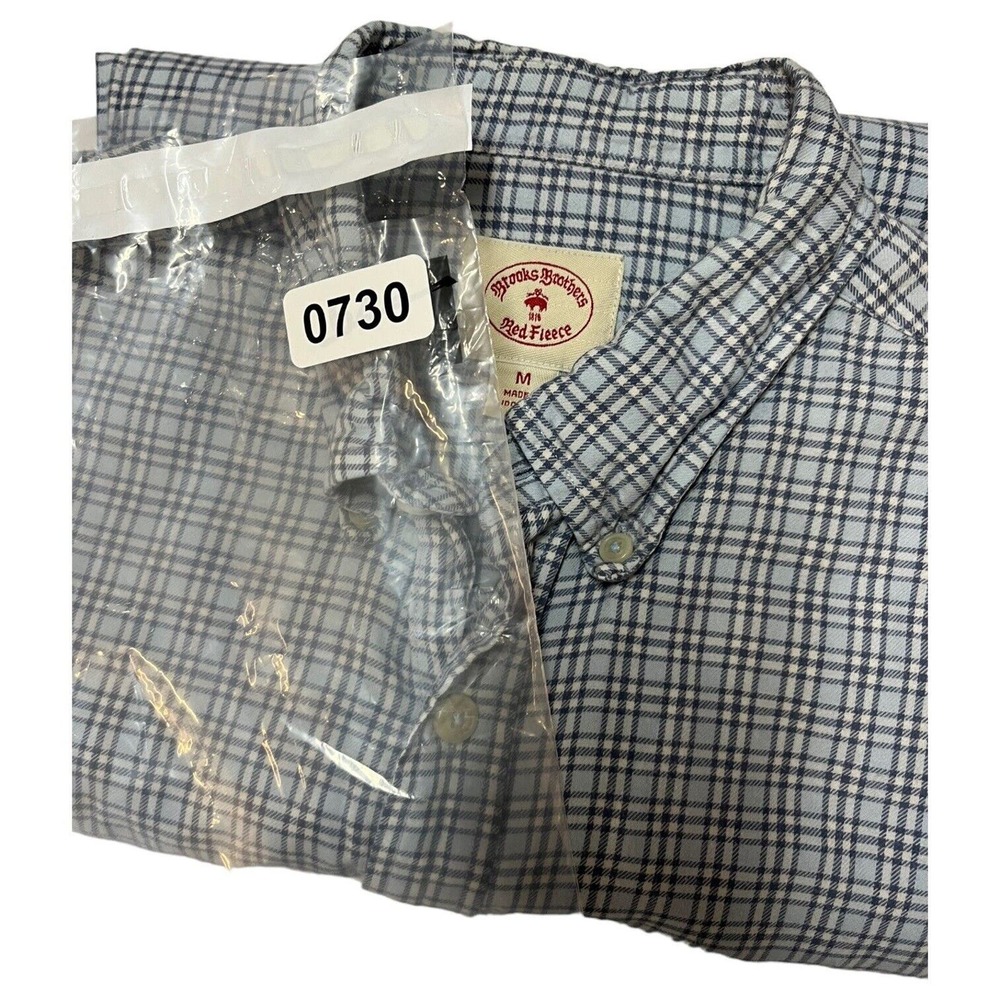 Brooks Brothers Shirt Mens M Red Fleece Plaid Button Up Long Sleeves Pocket Blue - Picture 13 of 13